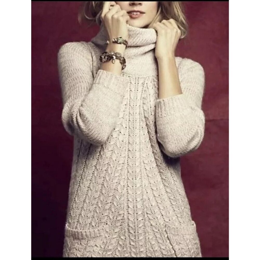Guinevere Womens‎ Small Cowl Neck Sweater Wool Mohair Blend Beige Knit Pullover